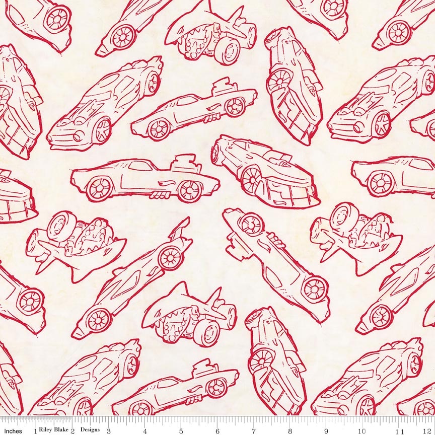 Batiks Full Throttle Hot Wheels™ Cranberry Chip