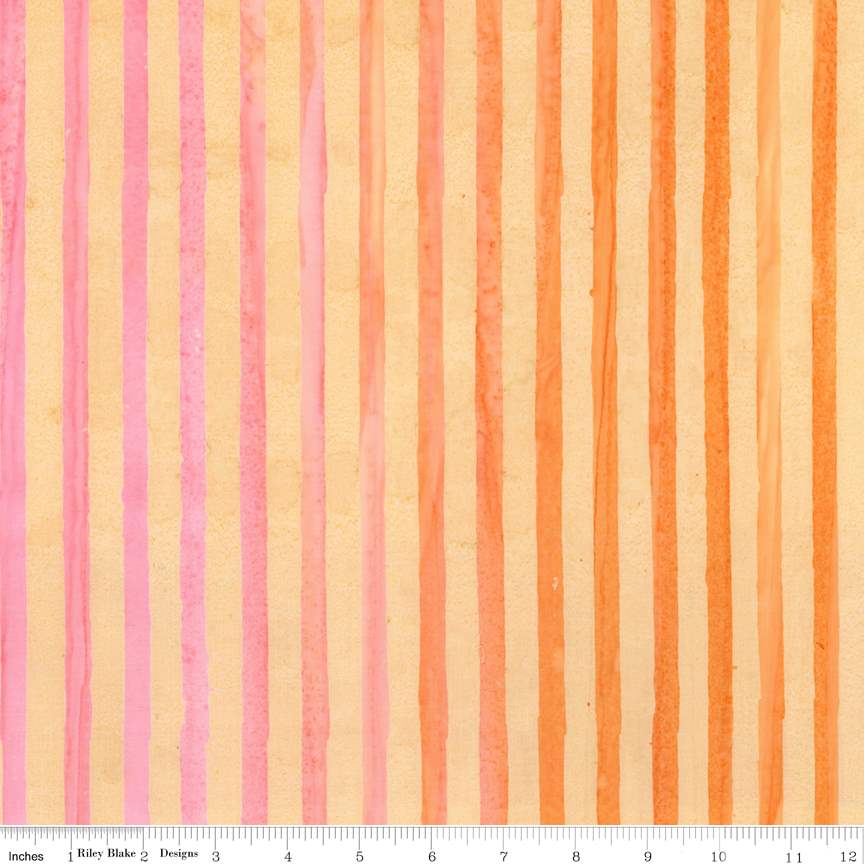 Batiks Basics Get in Line Coral Fiesta