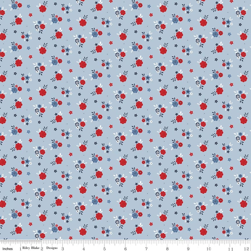 Hooray for the USA Floral Blue