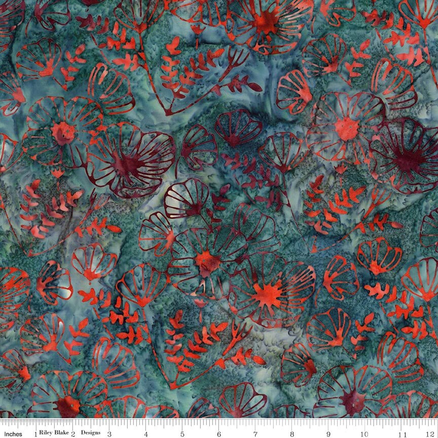 Batiks Poppy Seeds Raspberry Jade