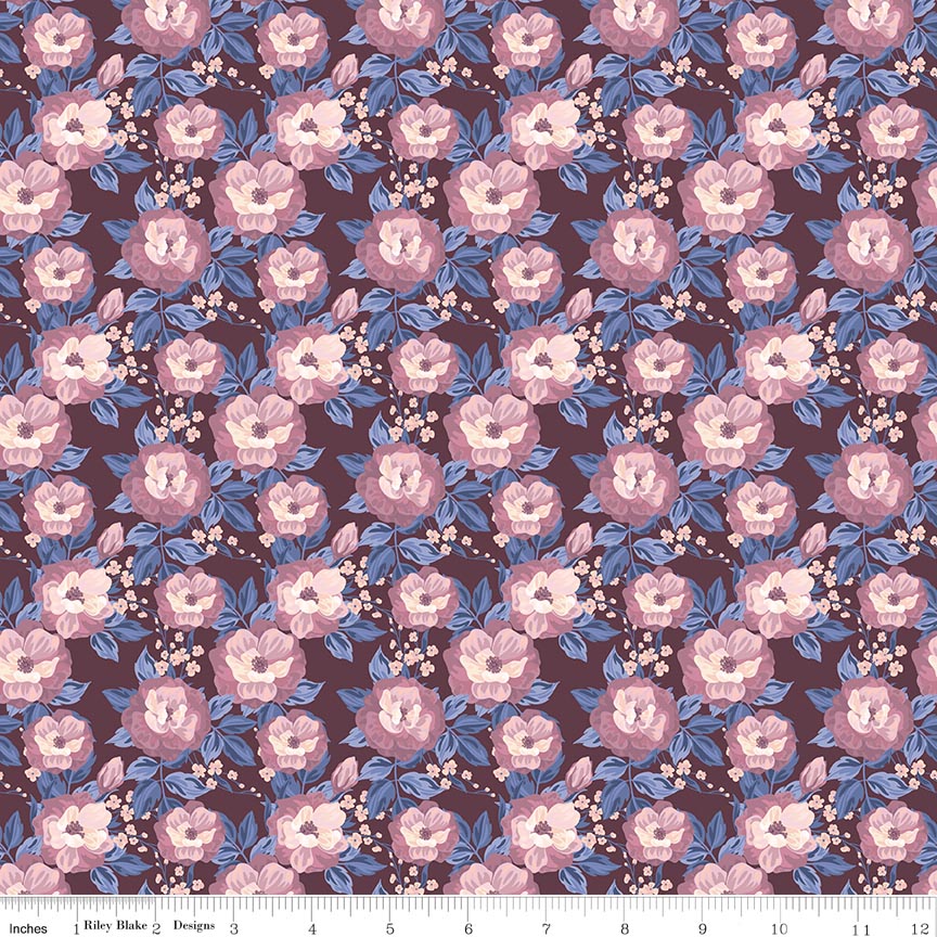 Twilight on the Prairie Floral Burgundy