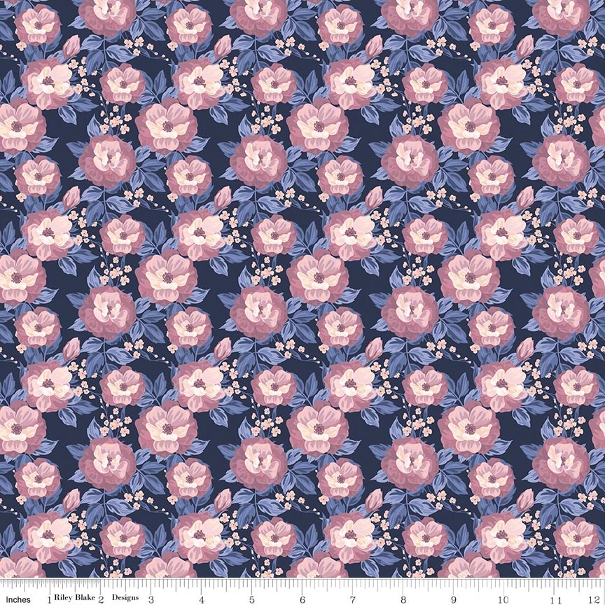 Twilight on the Prairie Floral Navy