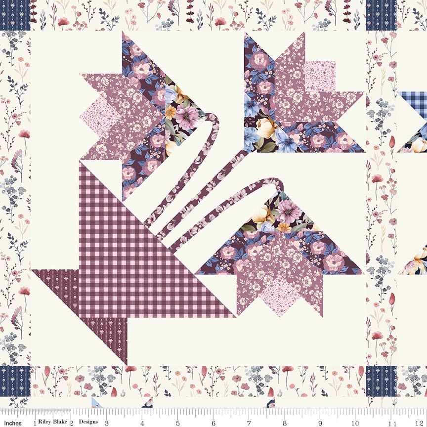 Twilight on the Prairie Tulip Baskets Cheater Print Cream