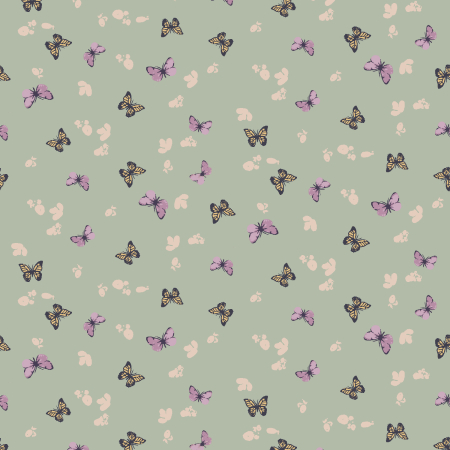 RJ5104-CS1 Butterflies In The Garden - Fluttering About - Cool Sage Fabric
