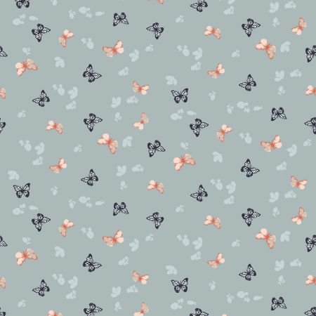 RJ5104-SS3 Butterflies In The Garden - Fluttering About - Stormy Sky Fabric