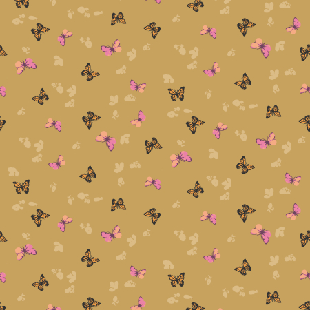 RJ5104-YO2 Butterflies In The Garden - Fluttering About - Yellow Ochre Fabric