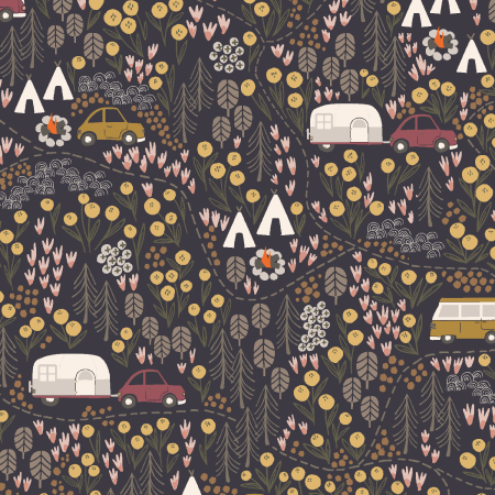 MT100-MI3 Get Out And Explore - Campfire Night - Midnight Fabric