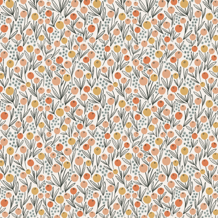 MT104-SC2 Get Out And Explore - Camping Flowers - Sunrise Coral Fabric