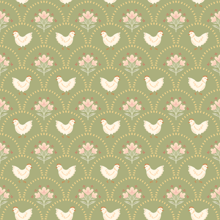LP100-SG1 Hen Keeper's Garden - Hen House - Soothing Green Fabric