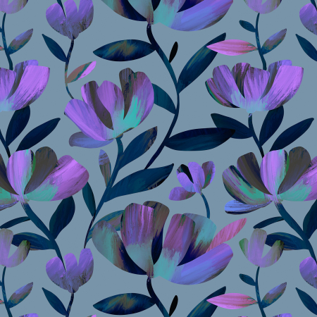 RJ4601-CB3D Luminous Daydream - Floral Extravagance - Cool Blue Digiprint Fabric