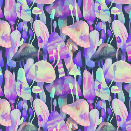 RJ4602-PN3D Luminous Daydream - Porcini - Psychedelic Navy Digiprint Fabric