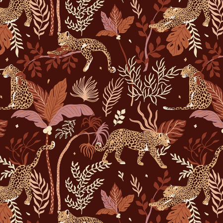 JD100-DP2 Magic of Serengeti - Leopard - Deep Plum Fabric