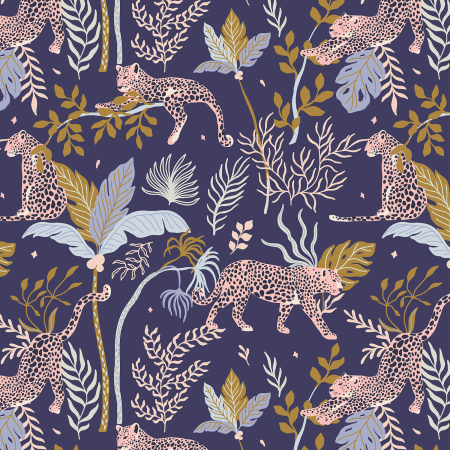 JD100-NA1 Magic of Serengeti - Leopard - Navy Fabric