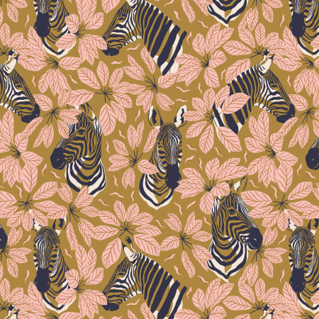 JD102-GU1 Magic of Serengeti - Happy Zebra - Glowing Umber Fabric