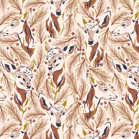JD200-BR1M Magic Of Yosemite - Morning Deer - Brick Red Metallic Fabric