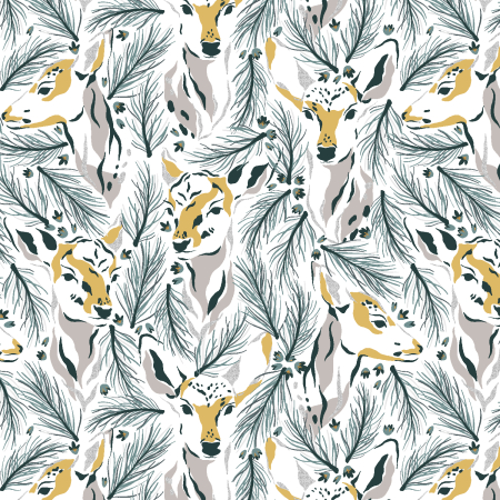 JD200-SG3M Magic Of Yosemite - Morning Deer - Silver Grey Metallic Fabric