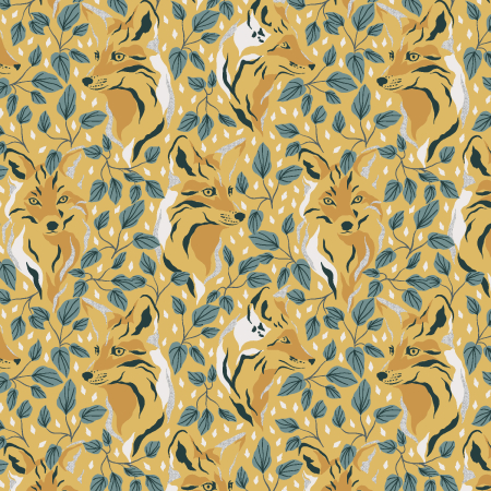 JD201-YG3M Magic Of Yosemite - Elusive Fox - Yellow Gold Metallic Fabric