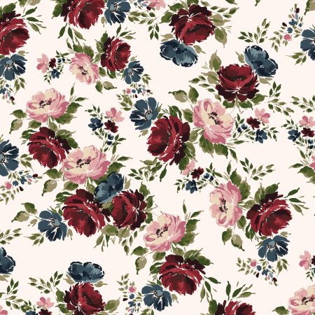 RJ5300-IB1 Maison des Roses - Rose Heritage - Intense Burgundy Fabric