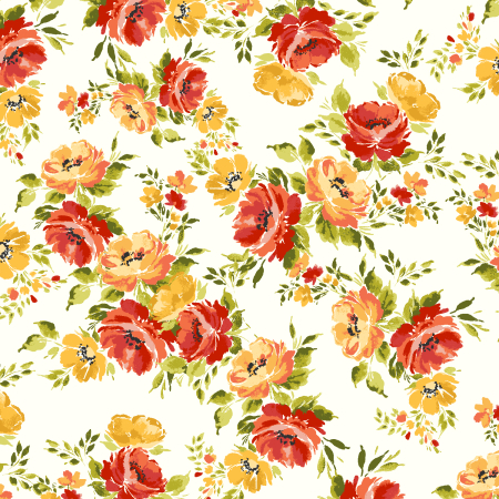 RJ5300-YF2 Maison des Roses - Rose Heritage - Yellow Flames Fabric