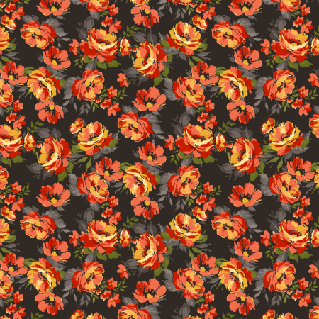 RJ5301-BK2 Maison des Roses - Camellia Bloom - Black Fabric