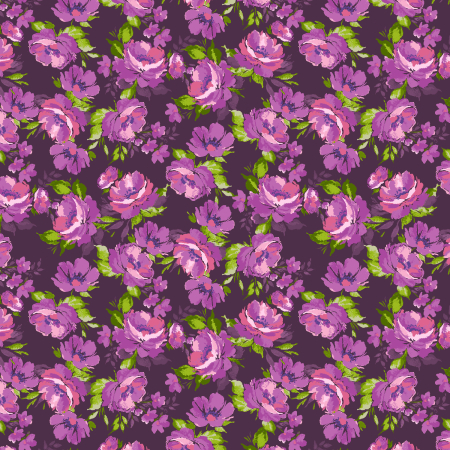 RJ5301-EG3 Maison des Roses - Camellia Bloom - Eggplant Fabric