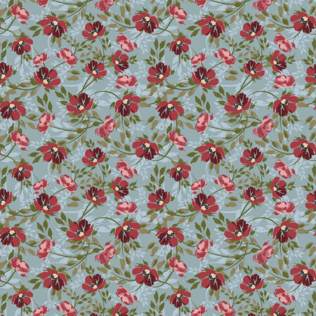RJ5302-SB1 Maison des Roses - Climbing Roses - Slate Blue Fabric