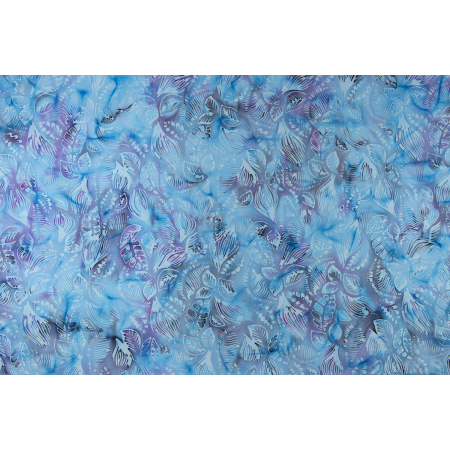 JB800-AQ3B Malam Batiks IX - Tropical Summer - Leaves - Aquamarine Batik Fabric