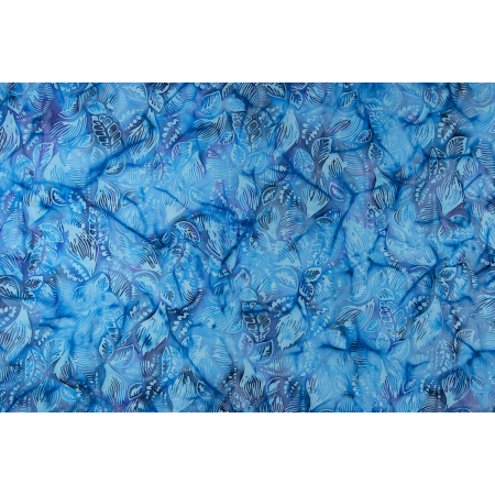 JB800-BL4B Malam Batiks IX - Tropical Summer - Leaves - Blue Batik Fabric
