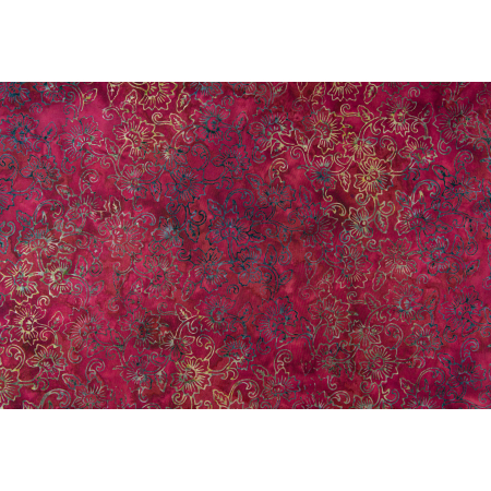 JB803-CR1B Malam Batiks IX - Tropical Summer - Peony - Crimson Batik Fabric