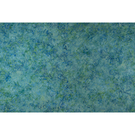 JB803-TU4B Malam Batiks IX - Tropical Summer - Peony - Turquiose Batik Fabric
