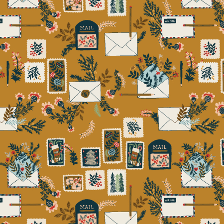 YX101-SG3 Merry Memories - Letters To Santa - Shining Gold Fabric