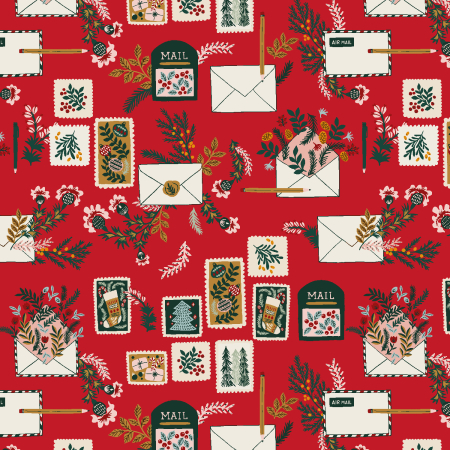 YX101-SR2 Merry Memories - Letters To Santa - Santa Red Fabric