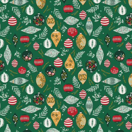 YX103-MI1M Merry Memories - Deck The Trees - Mistletoe Metallic Fabric