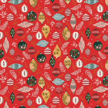 YX103-PO2M Merry Memories - Deck The Trees - Poinsettia Metallic Fabric