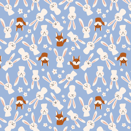 RJ4502-CE3 Neighboring Woods - Friends Forever - Cerulean Fabric