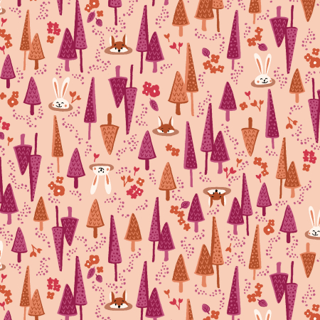 RJ4503-PE2 Neighboring Woods - Into The Woods - Peach Fabric