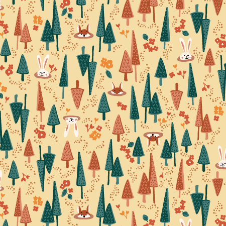 RJ4503-PY1 Neighboring Woods - Into The Woods - Pastel Yellow Fabric