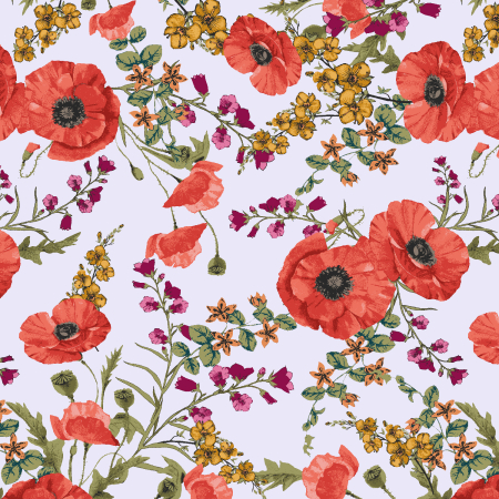 RJ4400-CR3 Ode To Poppies - Poppy Fields - Common Red Fabric