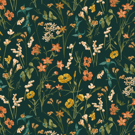 RJ4401-PG1 Ode To Poppies - Wild Meadows - Pine Green Fabric
