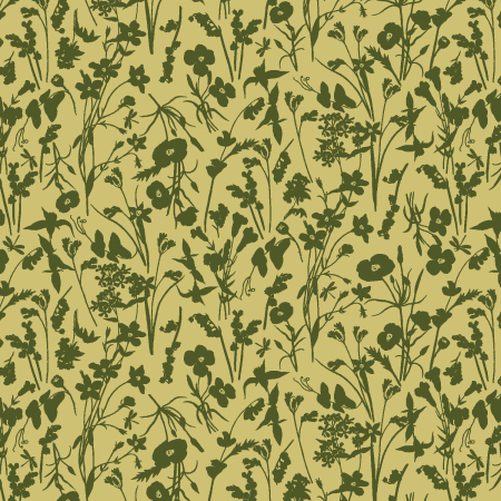 RJ4402-SY1 Ode To Poppies - Hidden Foliage - Sage Yellow Fabric