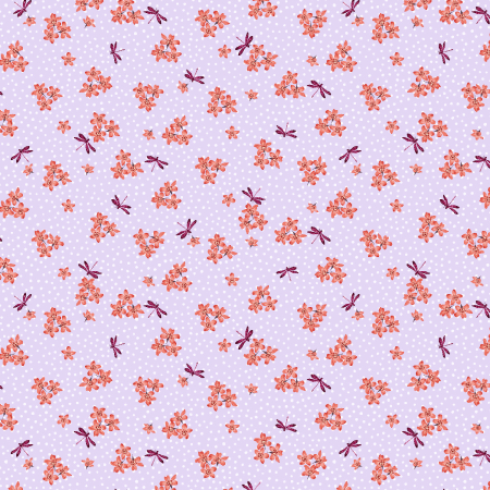 RJ4403-LA3 Ode To Poppies - Delicate Dragonflies - Lavender Fabric