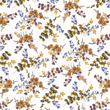 RJ4404-CB3 Ode To Poppies - Gathered Flowers - Cornflower Blue Fabric