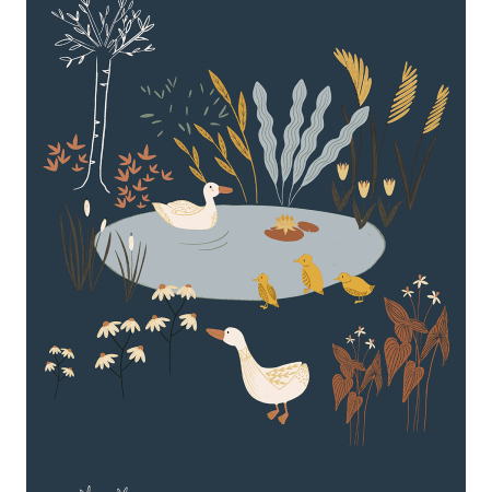 ID100-LA2 Pond Life - Ducks - Lagoon Fabric