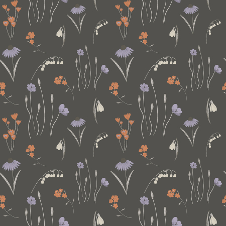 ID102-GR3 Pond Life - Mini Meadow - Grey Fabric