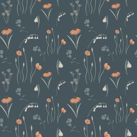 ID102-NA2 Pond Life - Mini Meadow - Navy Fabric