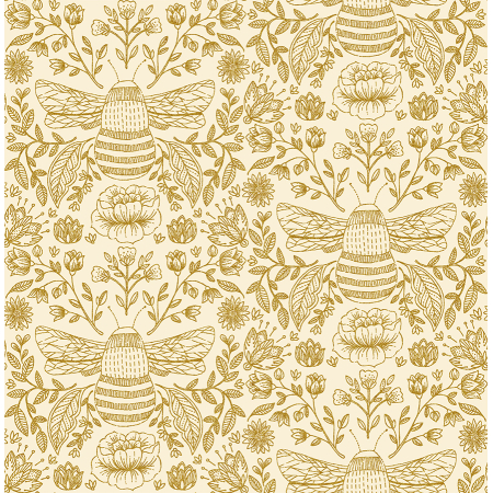 JM202-HN2M Summer in the Cotswolds - Bee's Knees - High Noon Metallic Fabric
