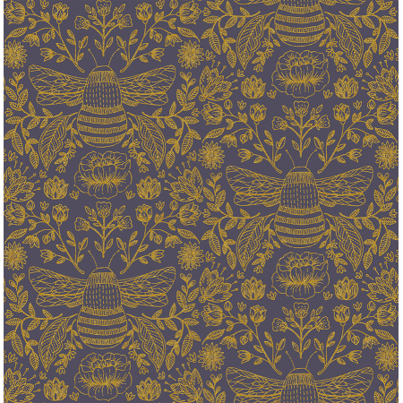 JM202-TW1M Summer in the Cotswolds - Bee's Knees - Twilight Metallic Fabric
