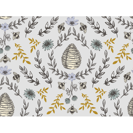JM203-SL2M Summer in the Cotswolds - Beehive - Sweet Lavender Metallic Fabric