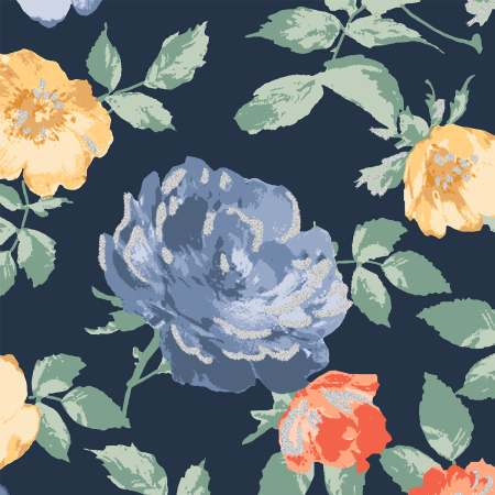 PS200-MI2M Summer Rose - Lorraine - Midnight Metallic Fabric