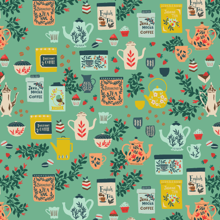 YX102-TL1 Sunday Afternoon - Coffee Or Tea - Tea Leaf Fabric